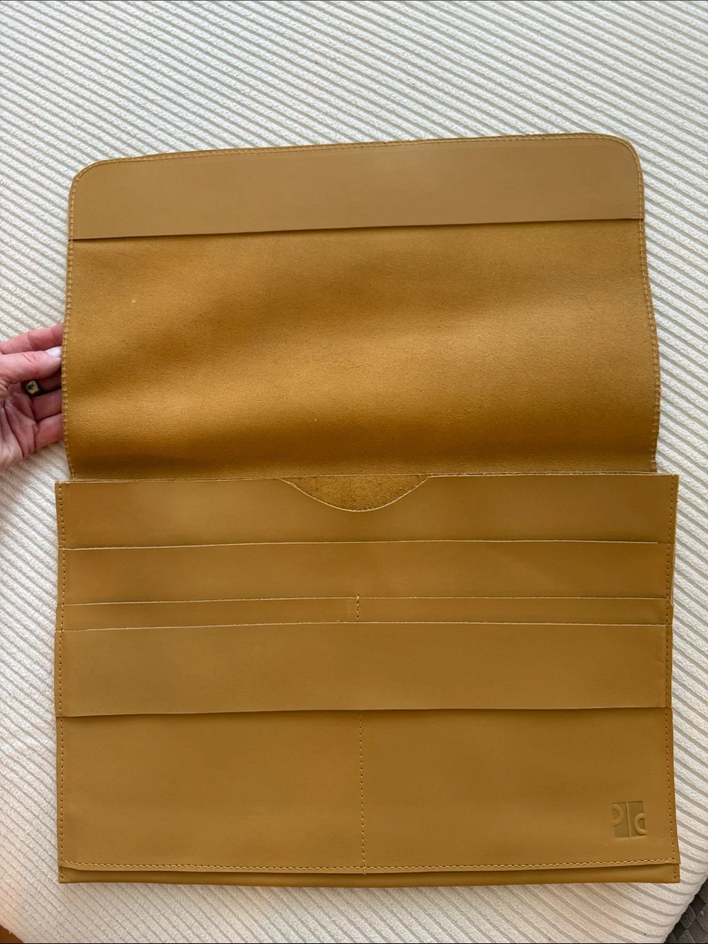 Leather Folio Laptop Clutch in Camel Tan by Purse and Clutch
